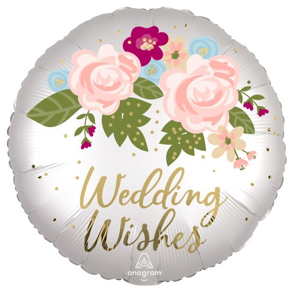 Wedding Wish Florals 18" Mylar Balloon