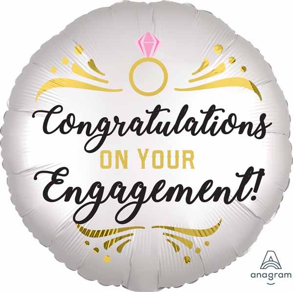 &#39;Congrats on your Engagement!&#39; Silver Satin 18&quot; Mylar Balloon
