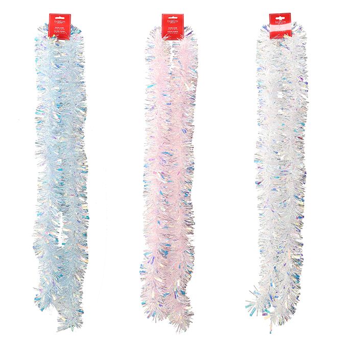 Chunky Iridescent Tinsel Garland, 3 Colours, 2.7m