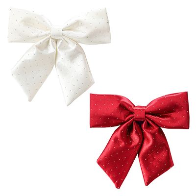 2 - Loop Silver Dotted Sponge Bow, 2 Colours