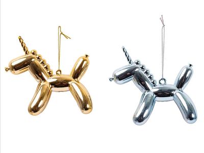 Christmas Balloon Unicorn Ornament- Gold, Blue