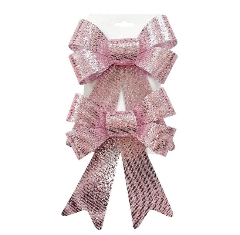 Pink 2 Pack Sparkling Bows - Small