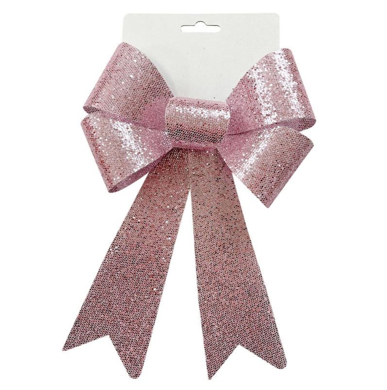 Deco Noel Pink Sparkling PVC Bow- Medium