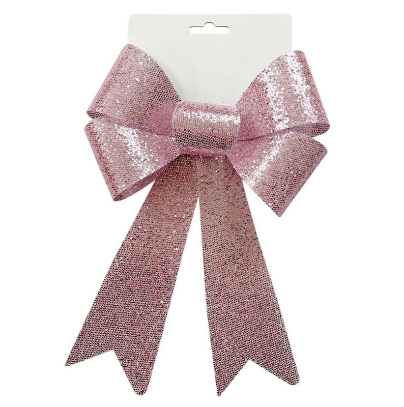 Deco Noel Pink Sparkling PVC Bow- Medium