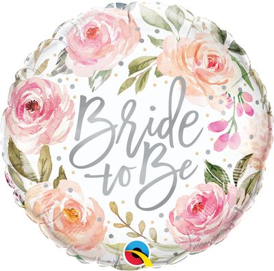 18" Round Bride to Be Watercolor Roses Foil Balloon