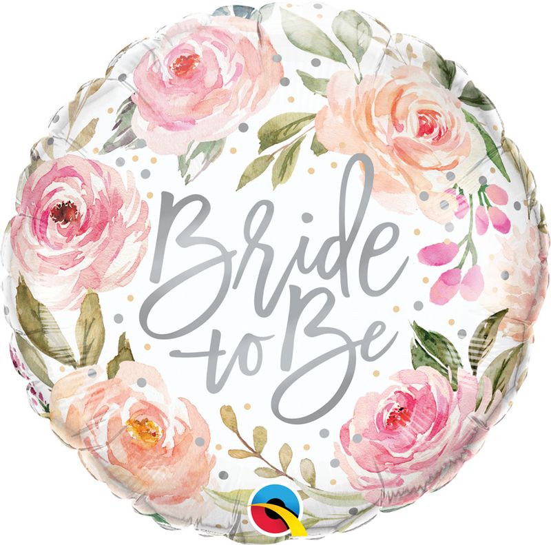 18" Round Bride to Be Watercolor Roses Foil Balloon