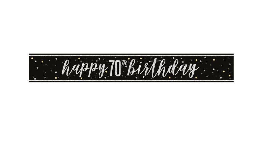 Glitz Black 70th Birthday Banner 9FT