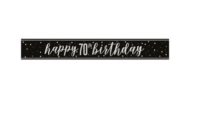Glitz Black 70th Birthday Banner 9FT