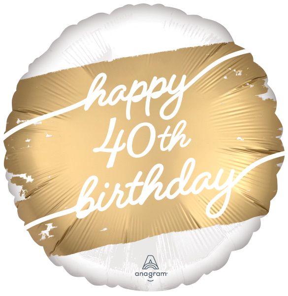 Golden Age 40th Birthday Satin 18" Mylar Balloon