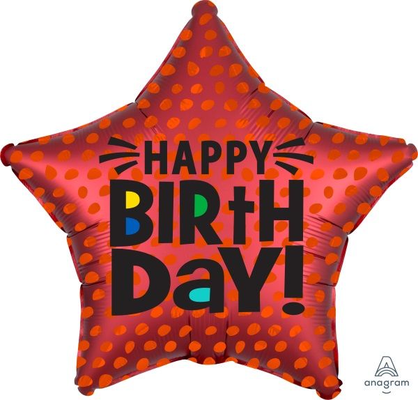 Red Star Shaped "Happy Birthday" 18" Mylar Balloon
