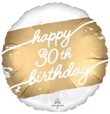 Golden Age 30th Birthday Satin 18" Mylar balloon