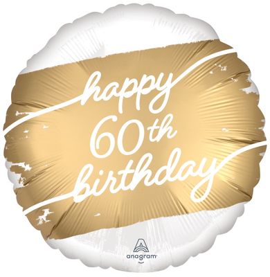Golden Age 60th Birthday Satin 18" Mylar Balloon
