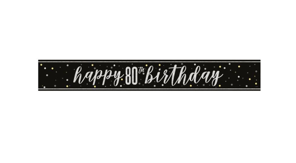 GLITZ Black 80 Prism Foil Banner  9 ft