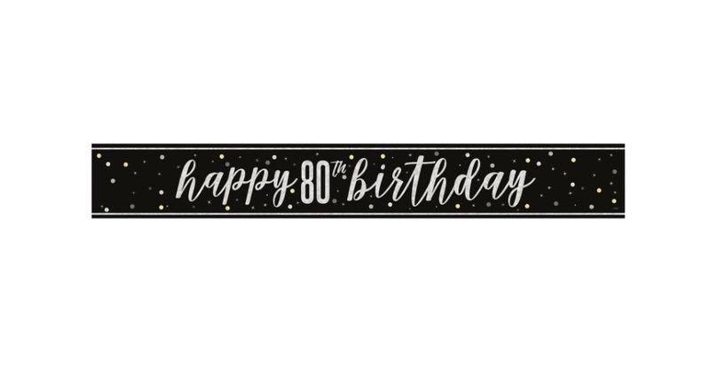 GLITZ Black 80 Prism Foil Banner  9 ft