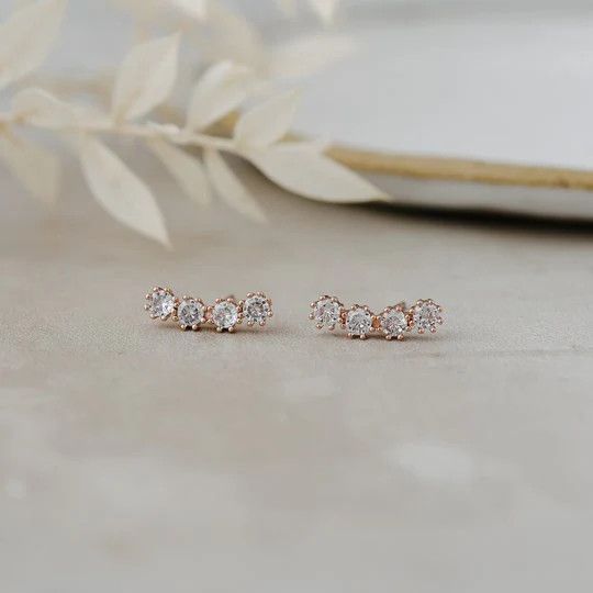 Retrograde Studs - Rose gold