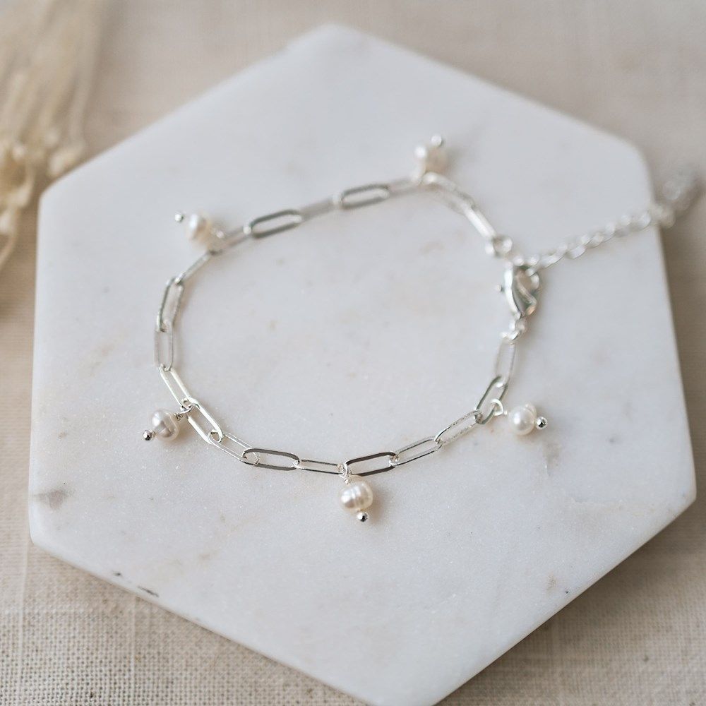 Beatrice Bracelet -  Silver/White Pearl