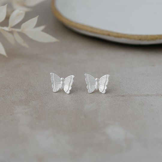 Mariposa Butterfly Studs - silver