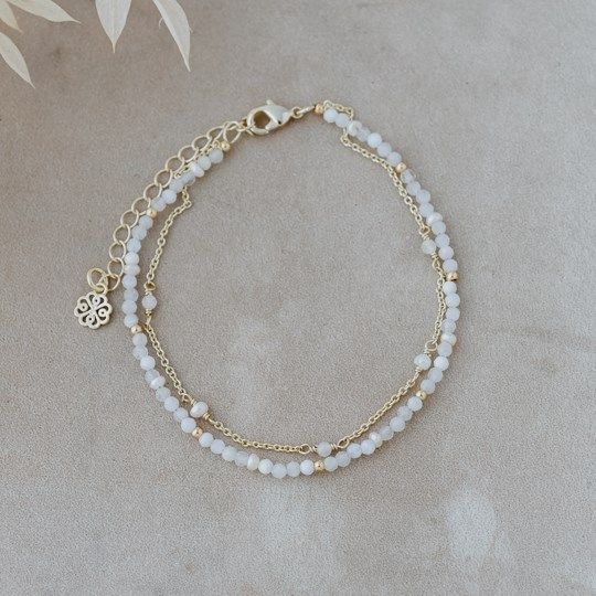 Nethany Bracelet - Gold/White Moon Stone/White Pearl