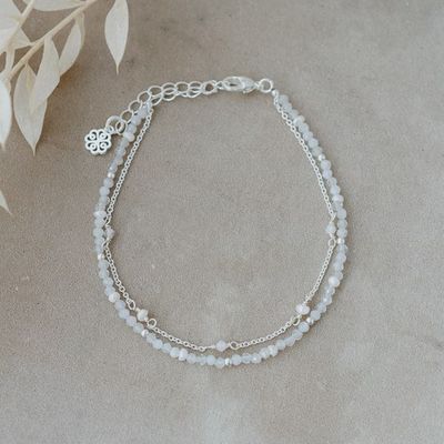 Bethany Bracelet  - Silver/White Moon Stone/White Pearl