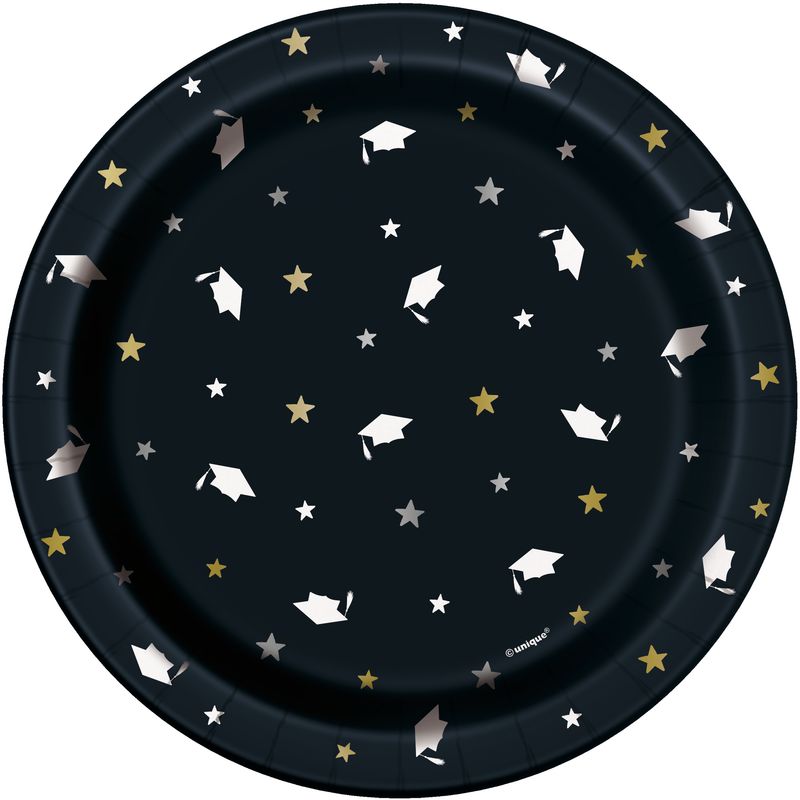 Stars and Caps Grad 7&quot; Dessert Plates, 16ct