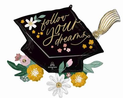 &quot;Follow Your Dreams&quot; Grad Cap Mylar 30&quot;
