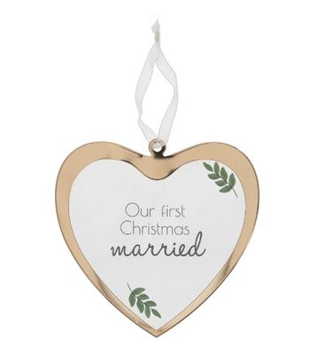 First Christmas Married 4.75&quot; Glass Ornament