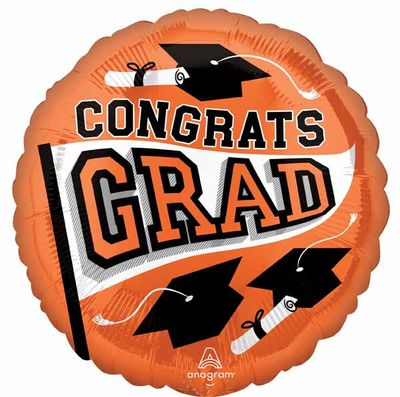 Orange &quot;Congrats Grad&quot; Mylar 18&quot; Balloon