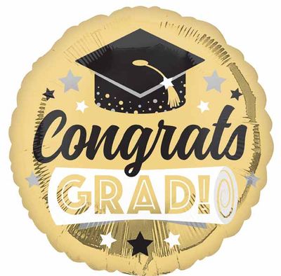Gold &quot;Congrats Grad&quot; 18&quot; Mylar Balloon