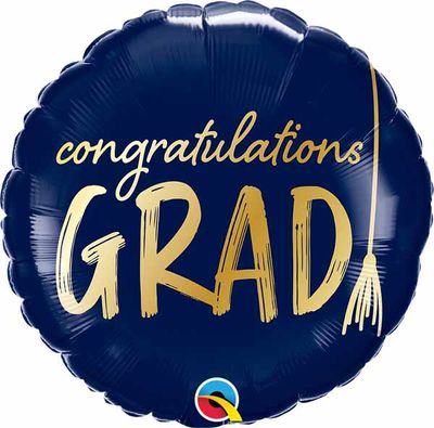&quot;Congrats Grad&quot; Blue with Gold Tassel 18&quot; Mylar Balloon