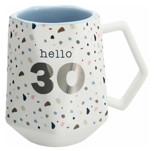 &quot;Hello 30&quot; Geometric 17oz Mug