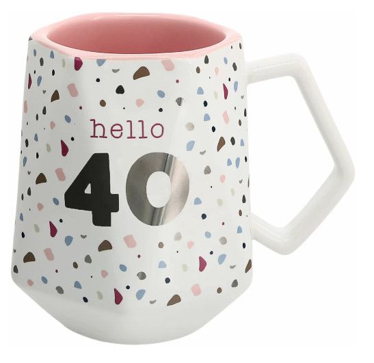 &quot;Hello 40&quot; Geometric 17oz Mug
