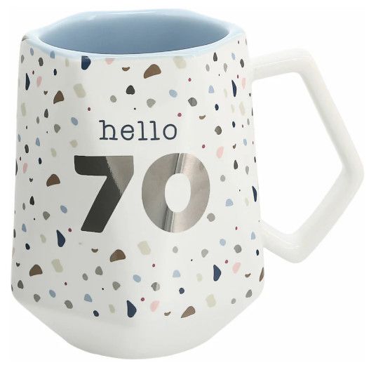 &quot;Hello 70&quot; Geometric 17oz Mug