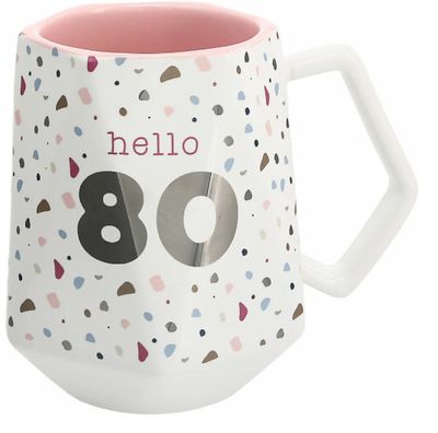 &quot;Hello 80&quot; Geometric 17oz Mug