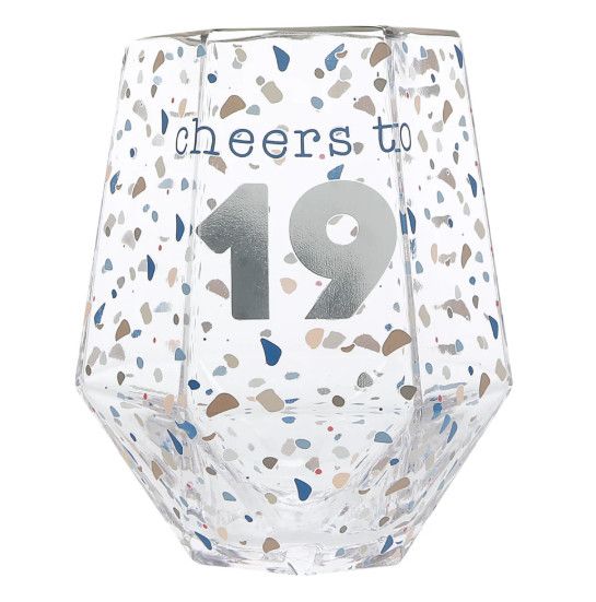 &quot;Cheers to 19&quot; Geometric 16oz Glass