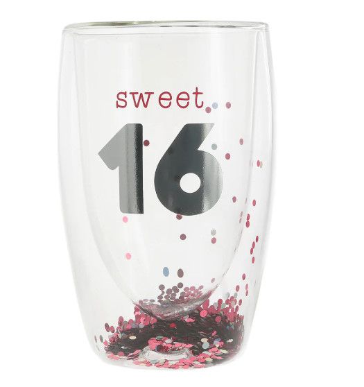 &quot;Sweet 16&quot; 14oz Double-Walled Glass