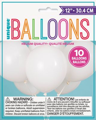 12&quot; Latex Balloon 10ct - White