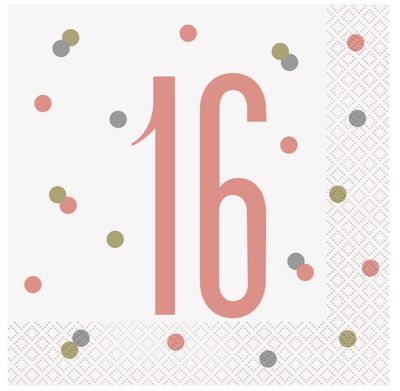 16 Glitz Rose Gold Luncheon Napkins 16