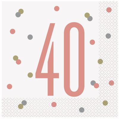 16 Glitz Rose Gold Luncheon Napkins 40