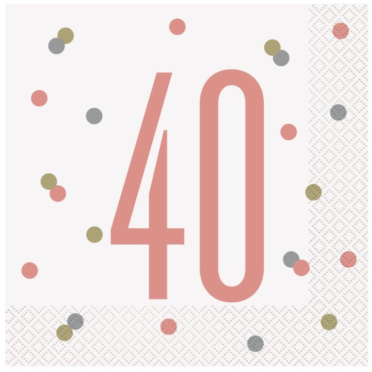 16 Glitz Rose Gold Luncheon Napkins 40