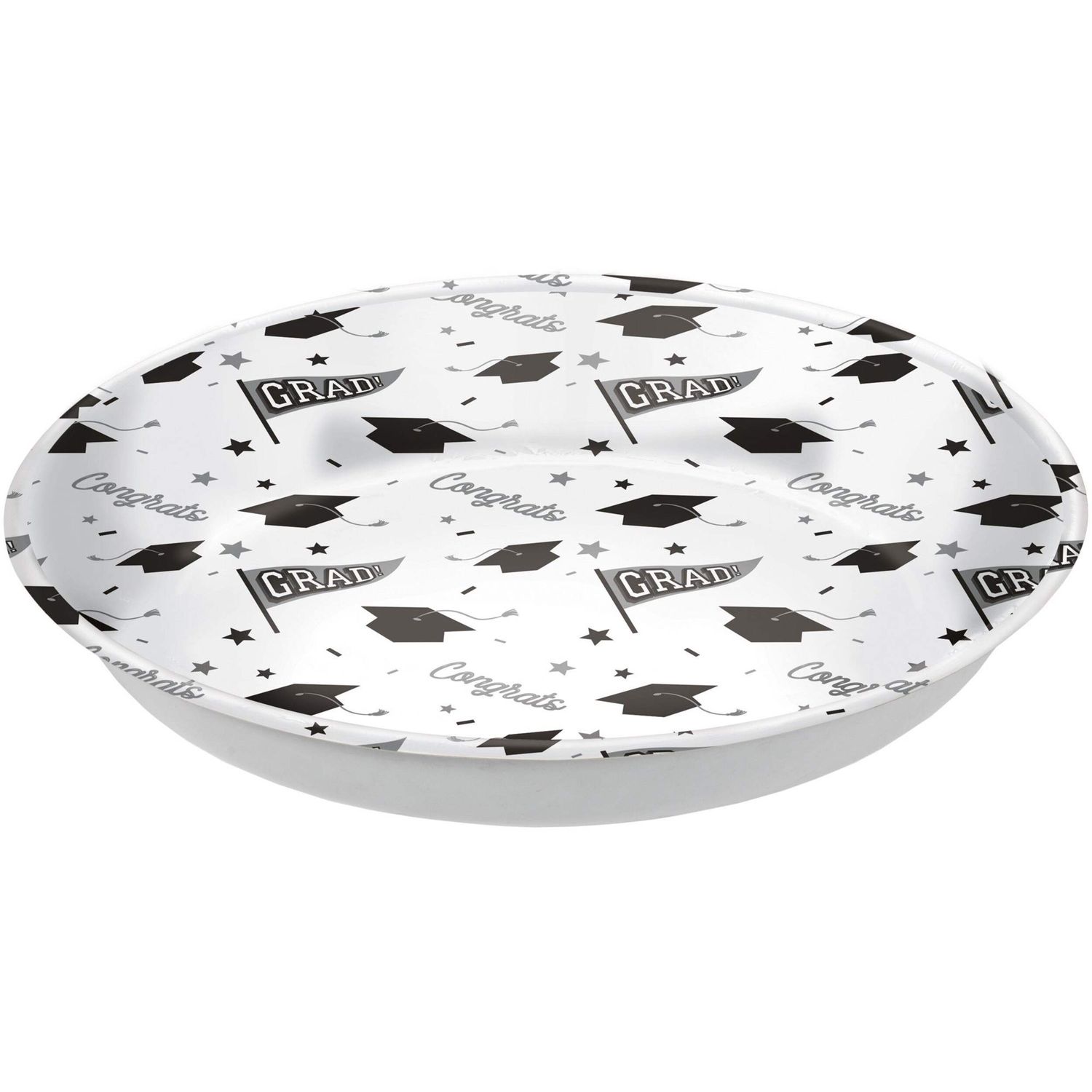 White Grad Hat Plastic Bowl 14&quot;