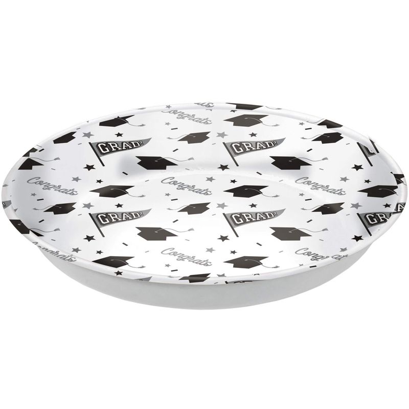 White Grad Hat Plastic Bowl 14&quot;
