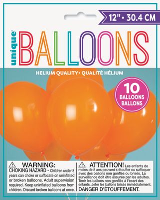 12&quot; Latex Balloons 10ct - Pumpkin Orange
