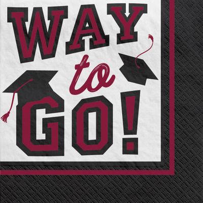 Graduation &quot;Way To Go!&quot; Burgundy Beverage Napkins, 40ct