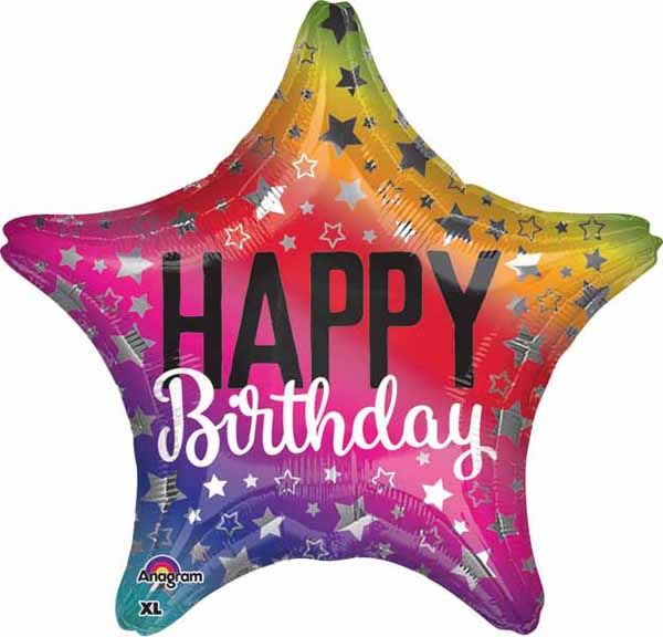 Rainbow Star Birthday 18" Mylar
