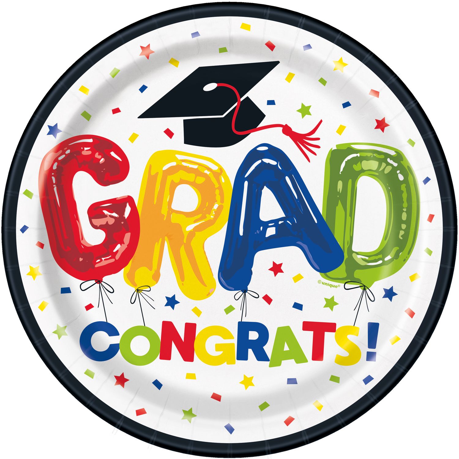 Grad Bubble Balloon 9&quot; Plate, 8ct