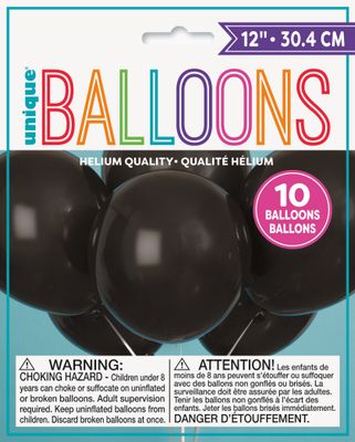 12&quot; Latex Balloons 10ct - Jet Black
