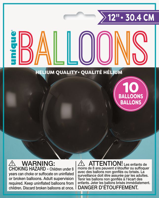 12&quot; Latex Balloons 10ct - Jet Black