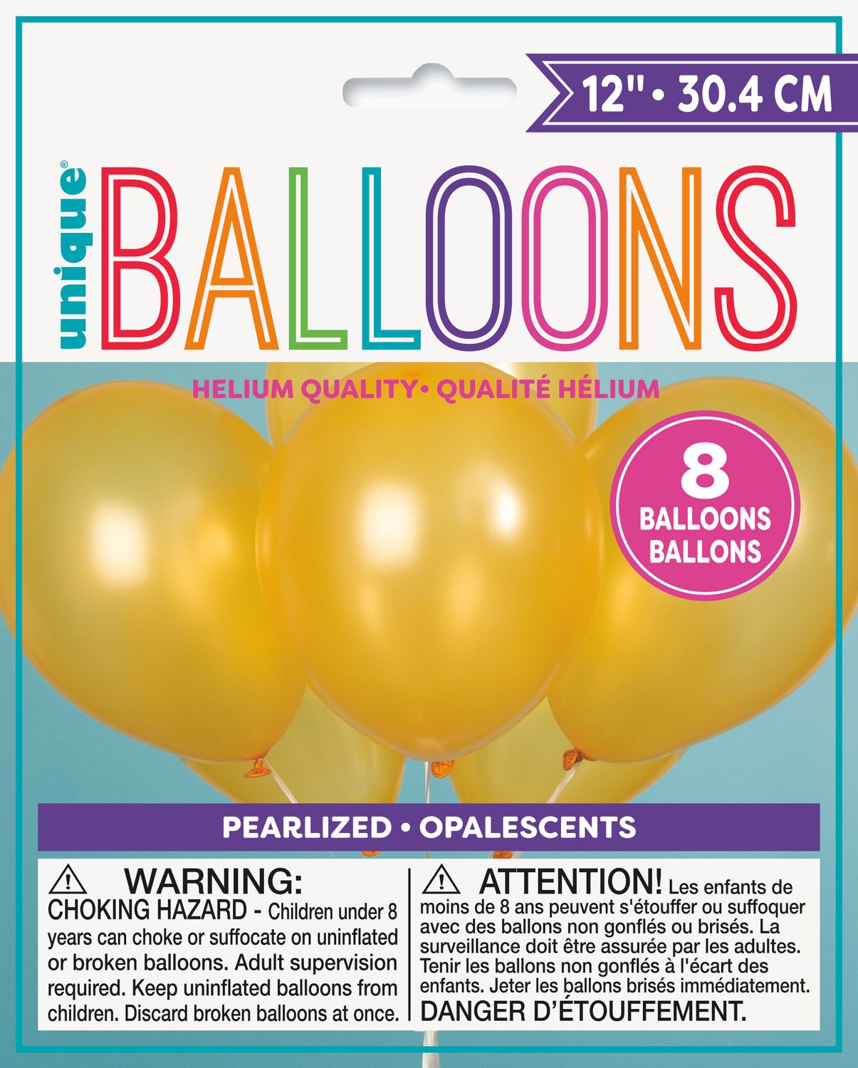 12&quot; Latex Pearlized Balloons 8ct - Gold
