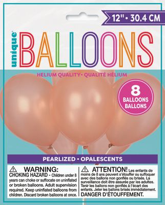 12&quot; Rose Gold Latex Balloons 8ct