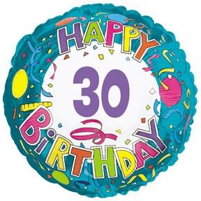 18" Happy 30 Birthday Streamers Foil Balloon